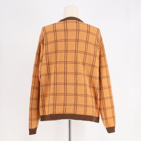 CALVIN KLEIN VINTAGE 80s Wool Silk Angora Windowpane Plaid Cardigan Sweater Sz M - Picture 4 of 6